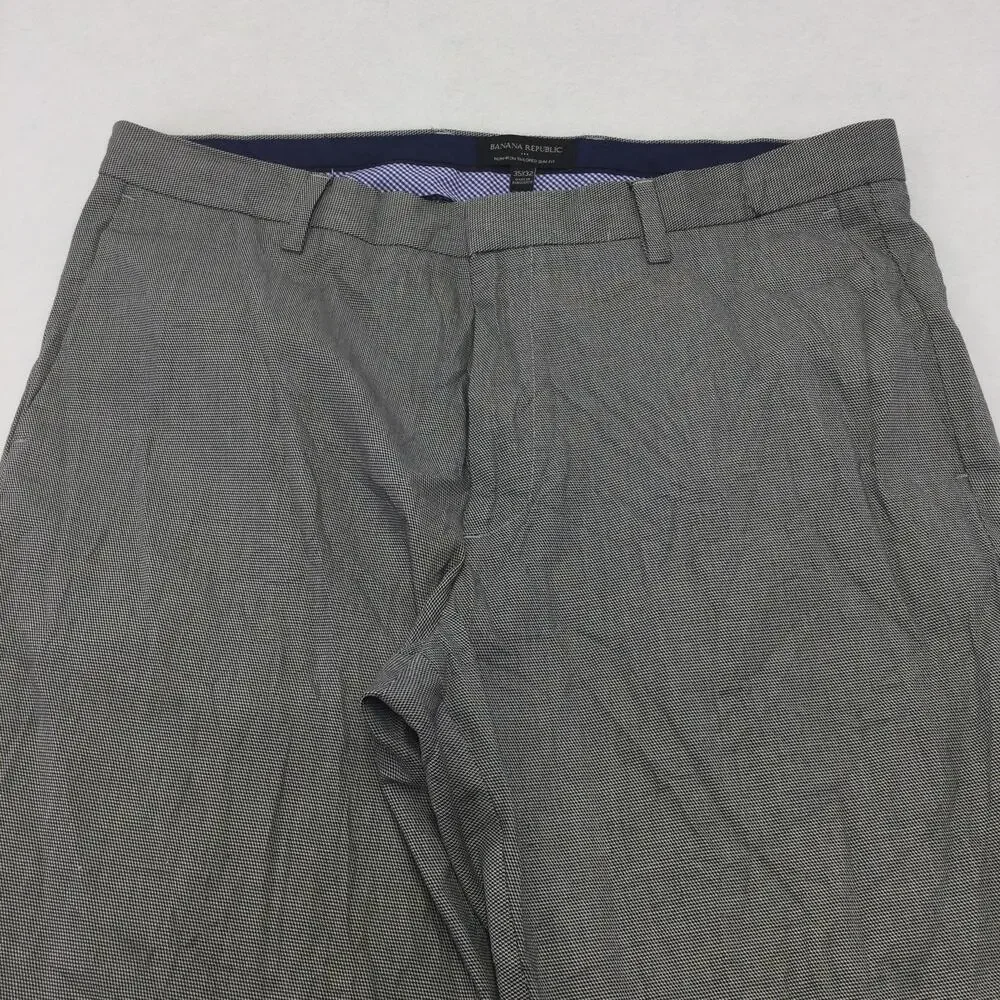 Banana Republic Pants Mens 35x32 Gray Check Non Iron Slim Straight Leg Dress